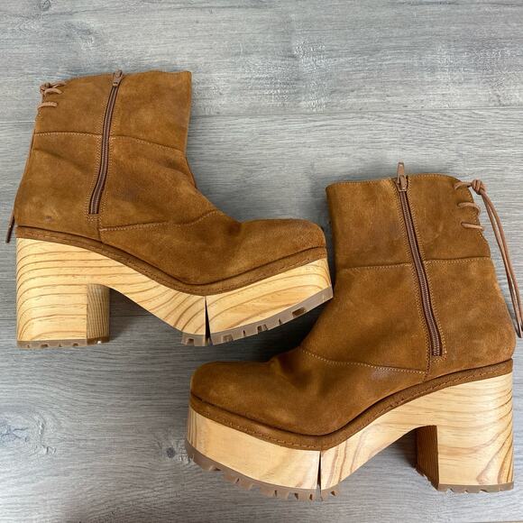 Free People Brown Suede Kenna Platform Lug Sole Clog Boots Sz.41(US 10) NWOB - Picture 11 of 16